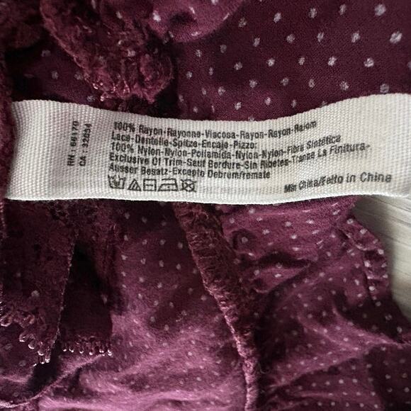 Intimately Free People Burgundy Polka Dot Lace Ruffle Flowy Slip Dress XS - Picture 7 of 8